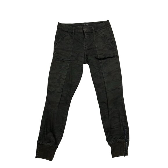 Level 99 Women’s Skinny  Utility Jogger Sz 27  Camo Stretch Neon Ankle Zip Pants - Picture 2 of 10